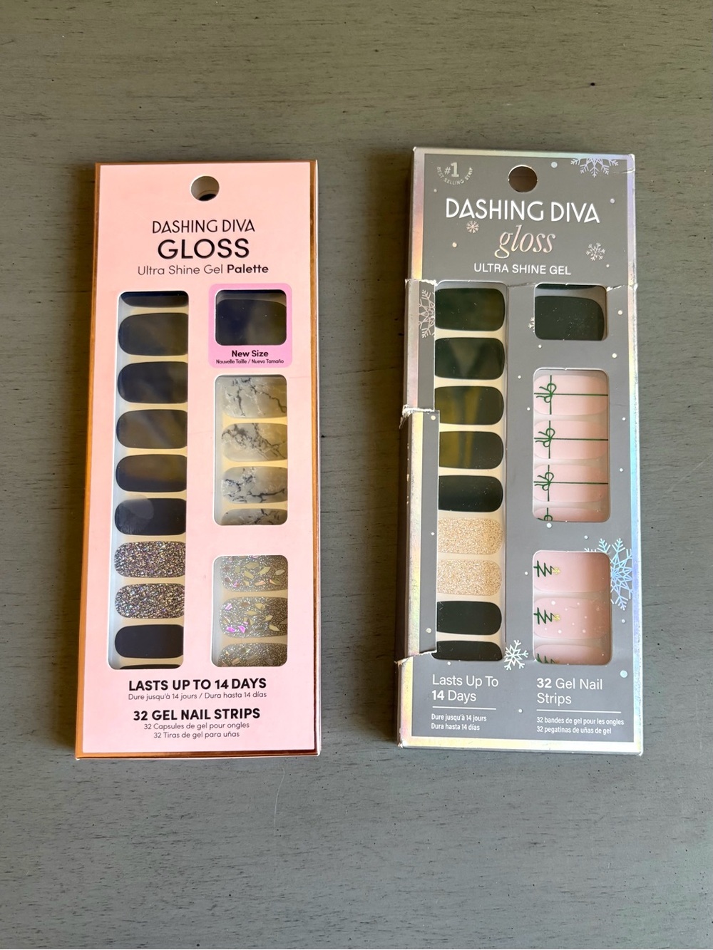 Dashing Diva Gloss Gel Nail Strips Multiple Pack -Marble Moment & Tree Skirt NEW